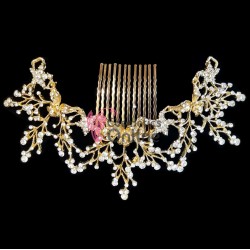 Accesoriu modern pentru decor par CA036CC Auriu cu cristale din sticla